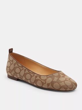 🆕{Coach} Wendie Signature Jacquard Canvas Ballet Slip-On Flats